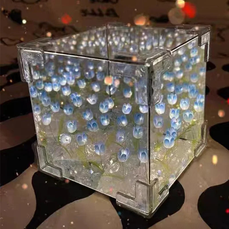 CUBO DE TULIPANES LED