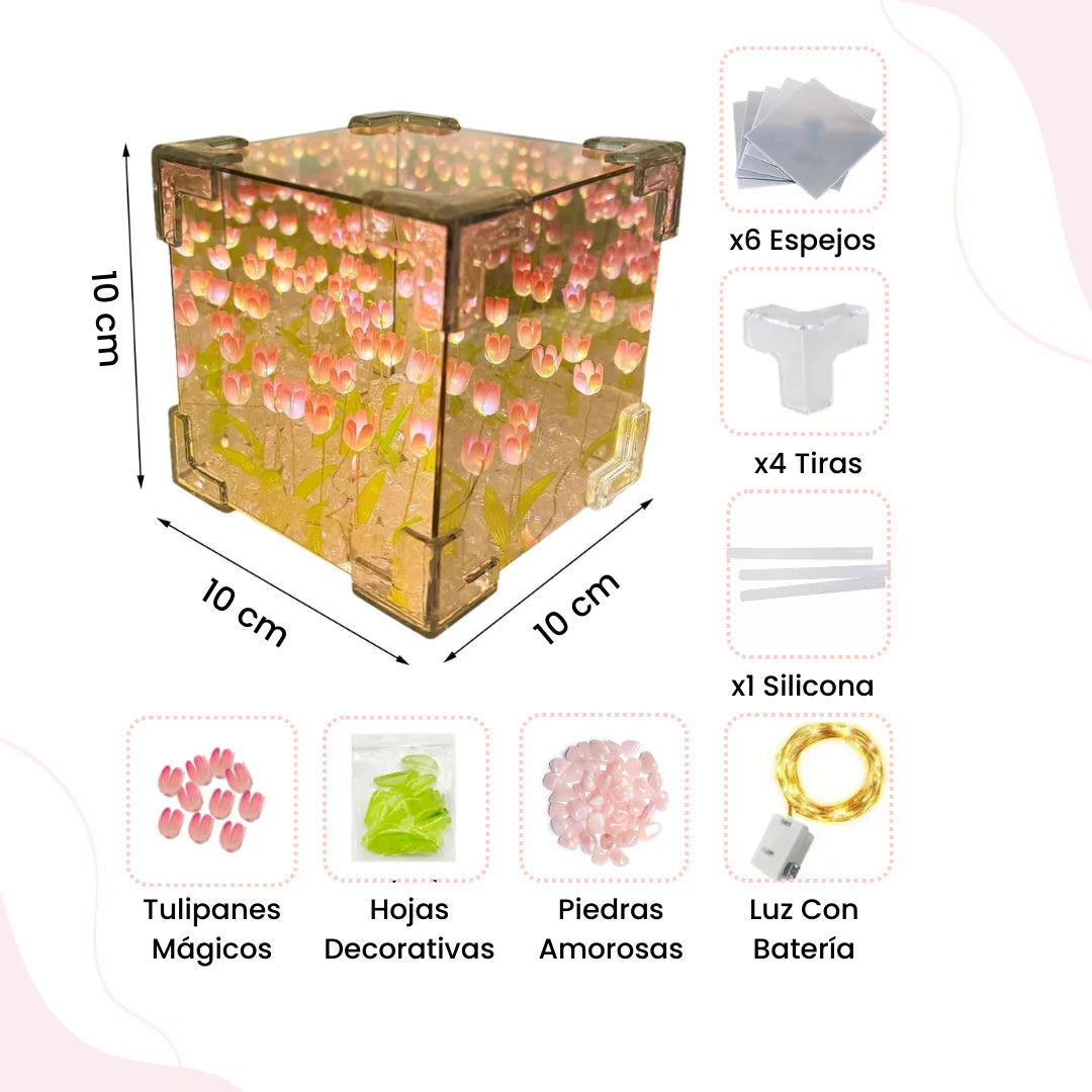 CUBO DE TULIPANES LED